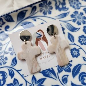 Pearl Cross Earrings